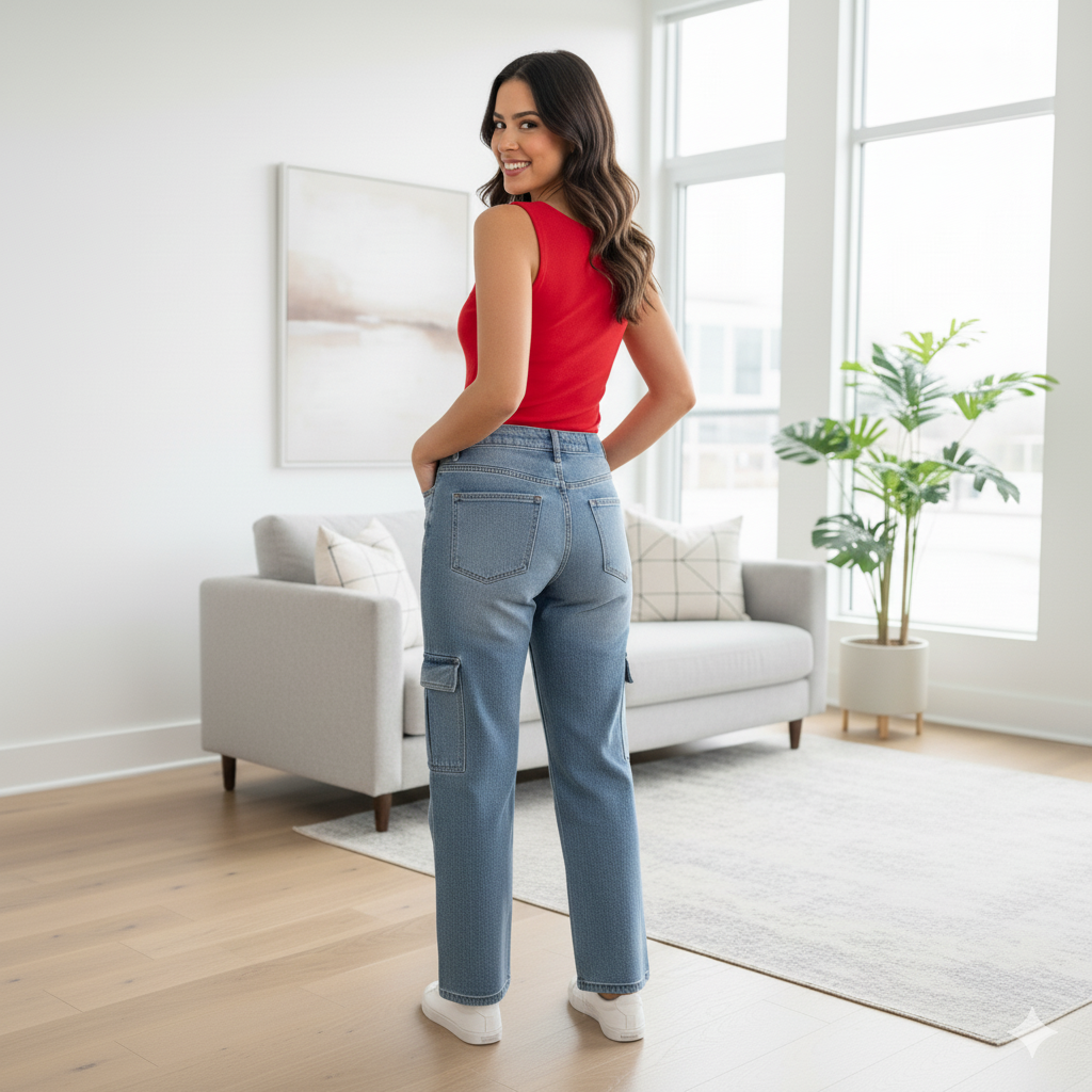 Pantalon Cargo Mezclilla