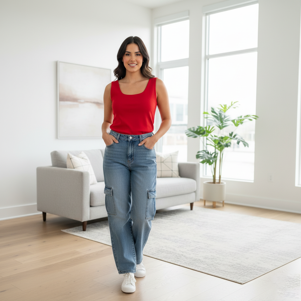 Pantalon Cargo Mezclilla