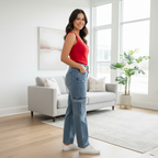 Pantalon Cargo Mezclilla