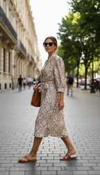 Vestido Beige Con Cinto