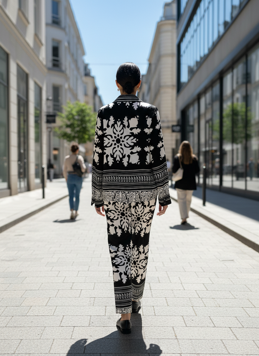 Set de paño tipo lino con diseño de flores unitalla