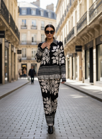 Set de paño tipo lino con diseño de flores unitalla