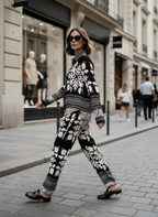 Set de paño tipo lino con diseño de flores unitalla