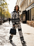 Set de paño tipo lino con diseño de flores unitalla