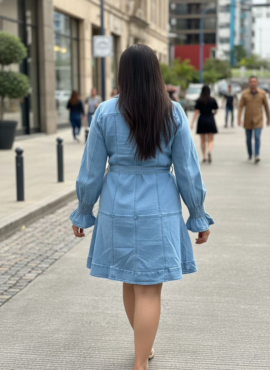 Vestido Mezclilla Con Cinto De Mezclilla