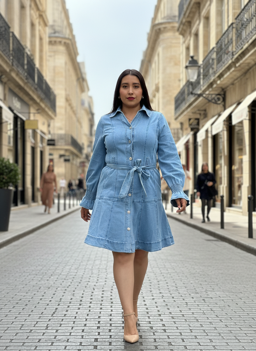 Vestido Mezclilla Con Cinto De Mezclilla