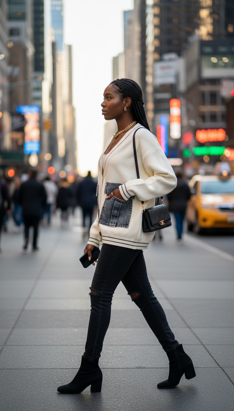 Blazer Denim de Corte Clásico con Mezclilla