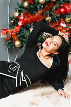 Vestido Blanc & Noir | Vestido Negro Elegante con Detalles en Blanco