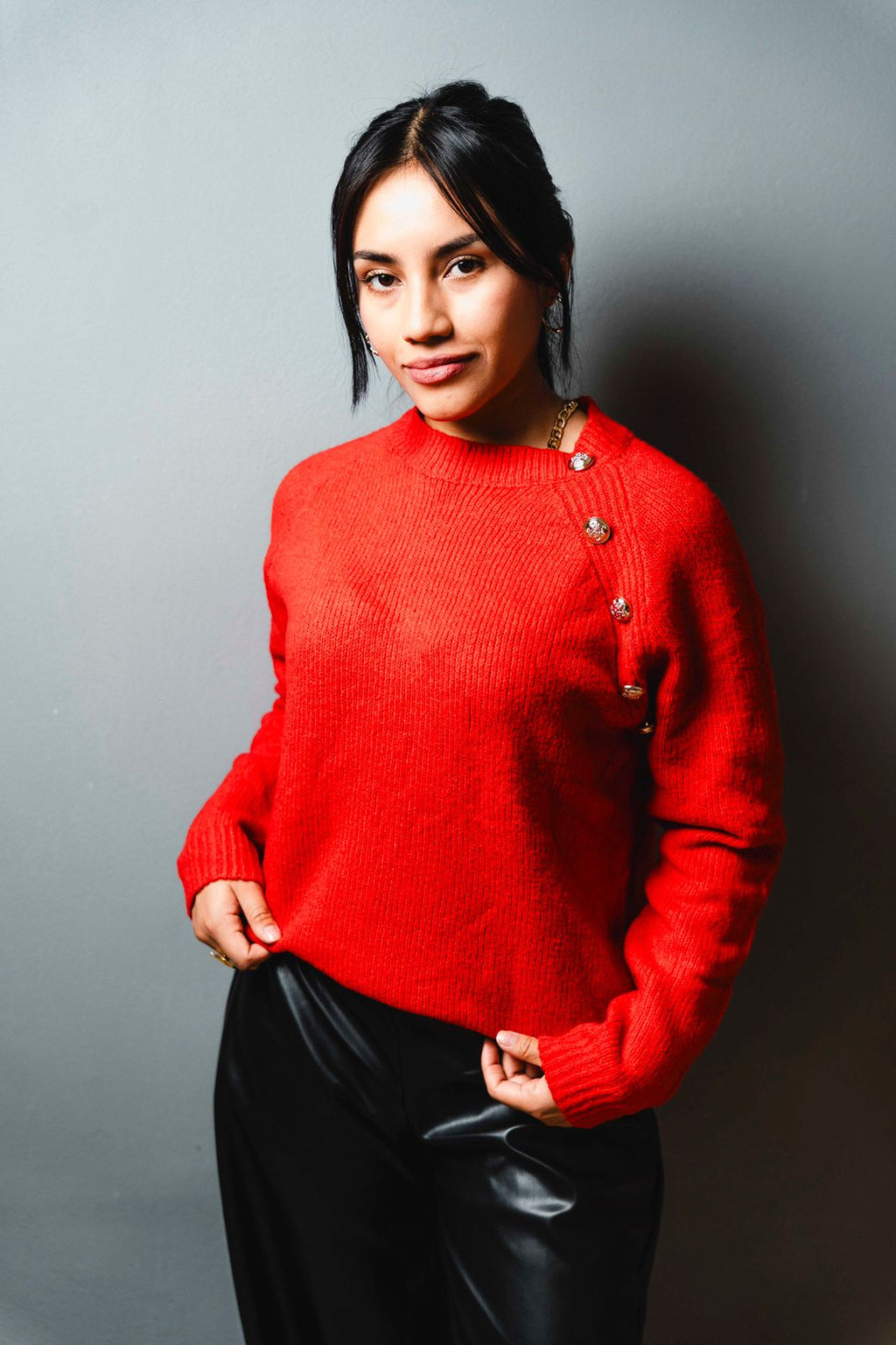 Suéter Rojo Clásico de Punto | Suéter Elegante y Cálido para Mujer