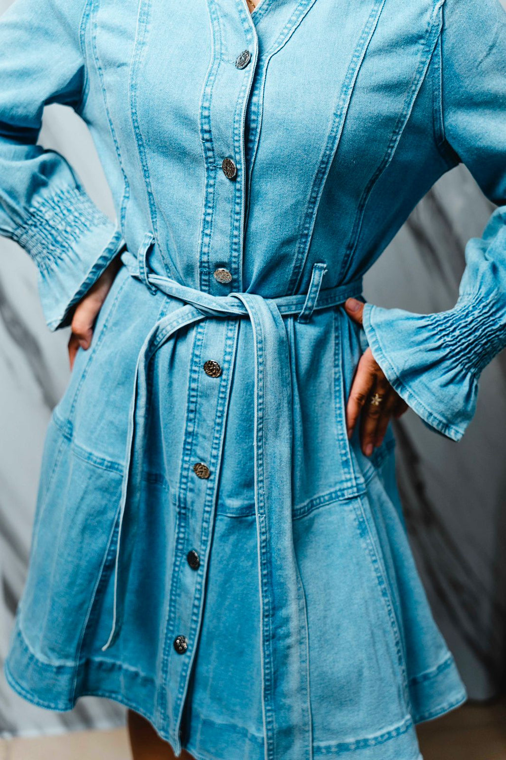 Vestido de Mezclilla con Cinto de Mezclilla | Vestido Casual Elegante para Mujer