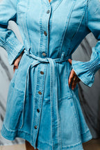 Vestido de Mezclilla con Cinto de Mezclilla | Vestido Casual Elegante para Mujer