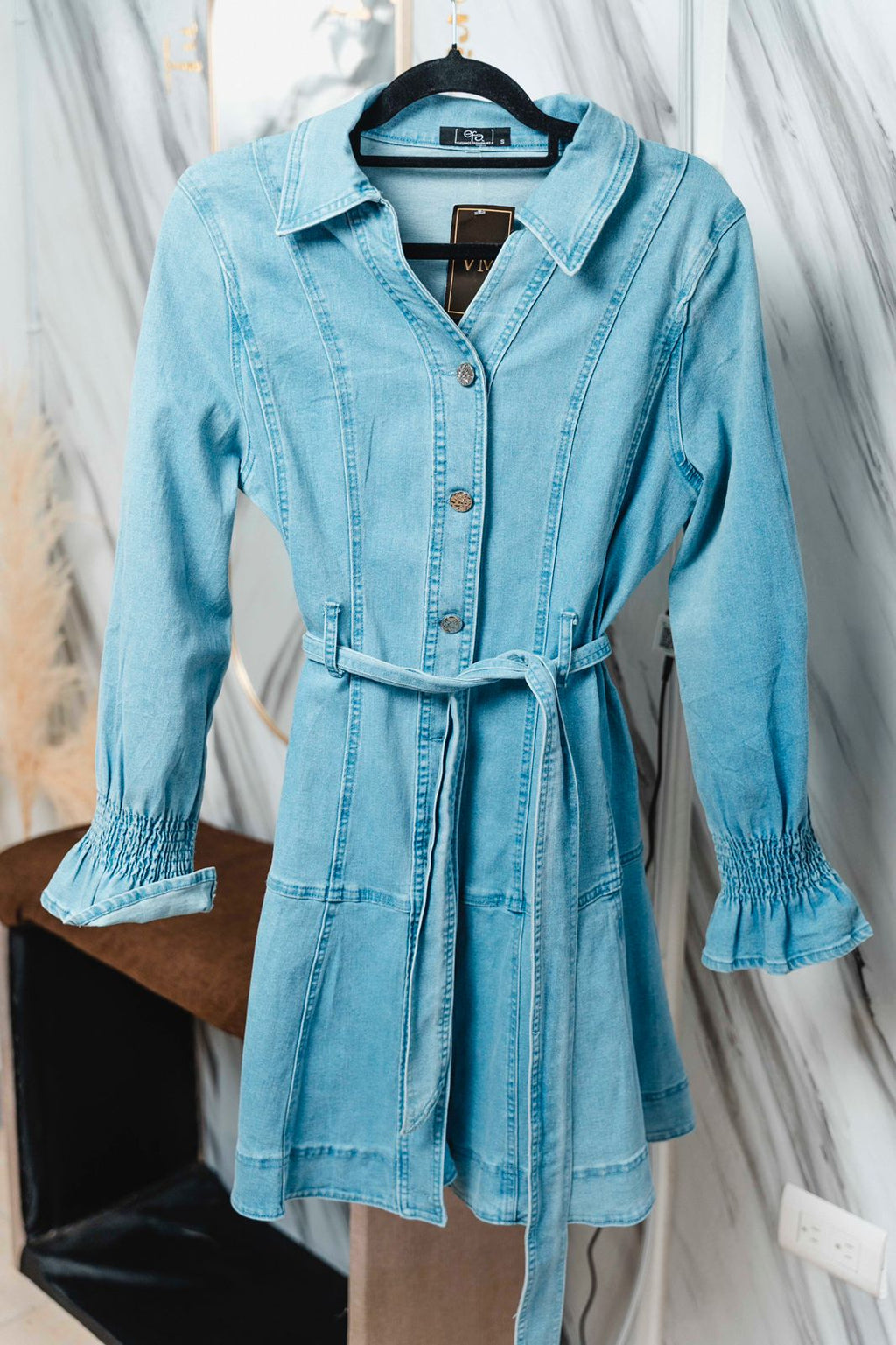 Vestido de Mezclilla con Cinto de Mezclilla | Vestido Casual Elegante para Mujer