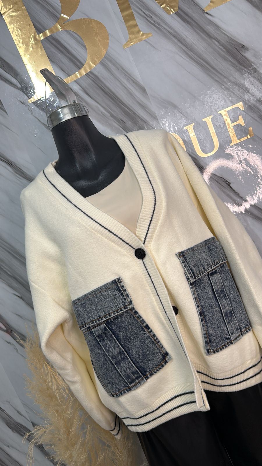 Blazer Denim de Corte Clásico con Mezclilla