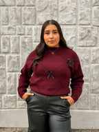 Suéter de Punto con Moños | Suéter Elegante y Femenino para Mujer