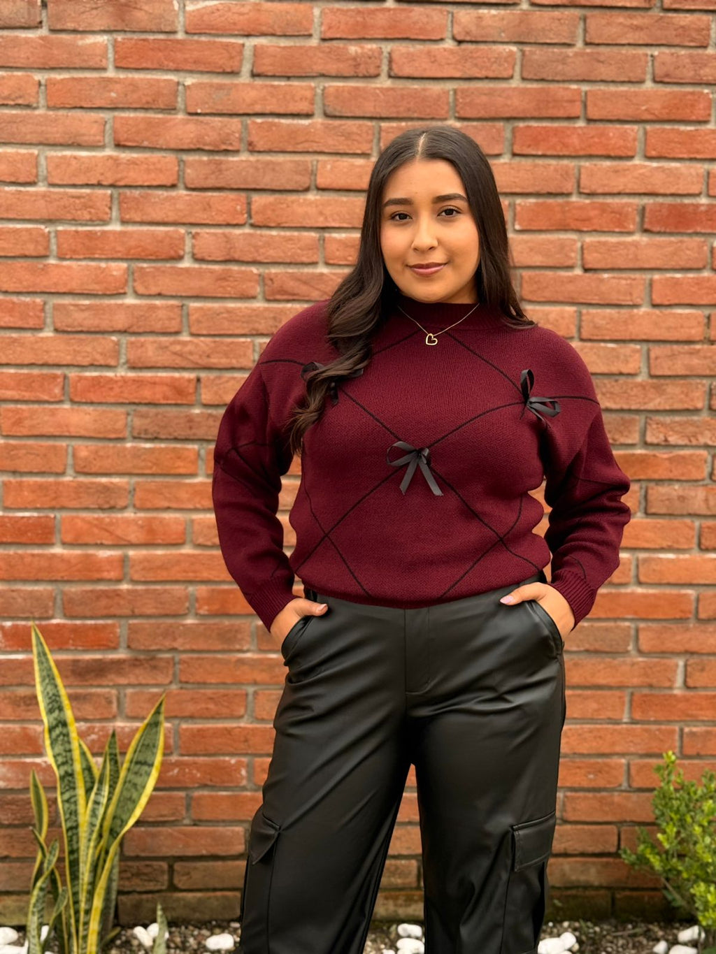 Suéter de Punto con Moños | Suéter Elegante y Femenino para Mujer