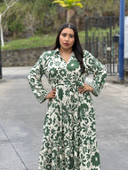 Vestido Flores con Cinto | Vestido Floral Elegante para Mujer