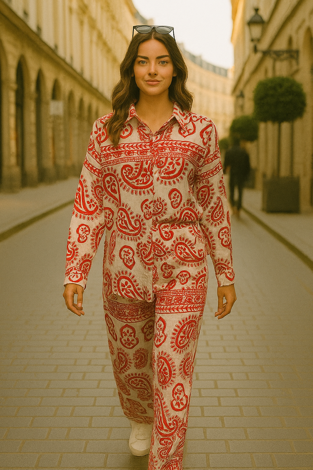 Set de paño tipo lino con diseño vintage azul marino unitalla