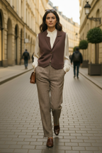 Chaleco Luxe Époque suave con botón dorado