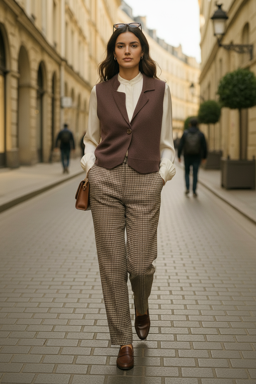 Chaleco Luxe Époque suave con botón dorado